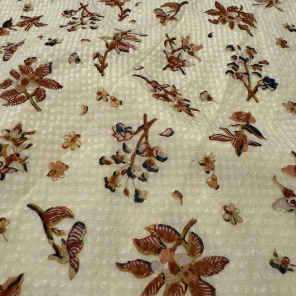 Madewell | Silk Floral Print Blouse - Cream Color | Size 14 - Picture 9 of 12